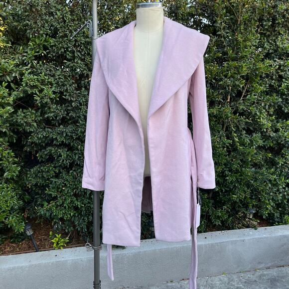 New With Tags Rachel Parcell Pink Wool Belted Peacoat Women’s Small - Picture 1 of 8